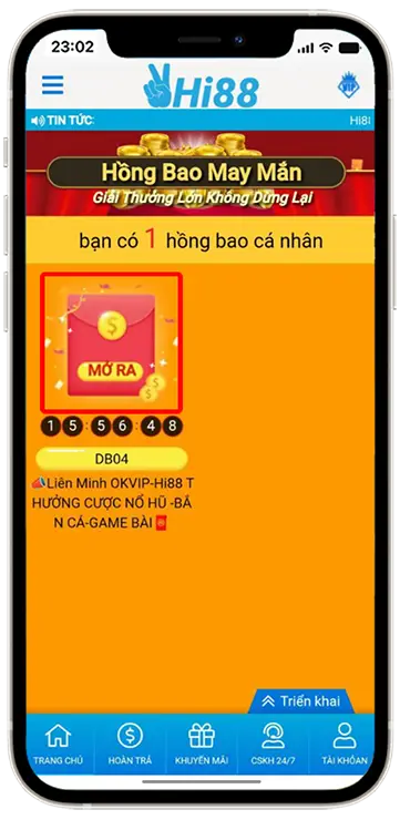 Bước 2: Click vào phần chữ $ trên bao lì xì để mở